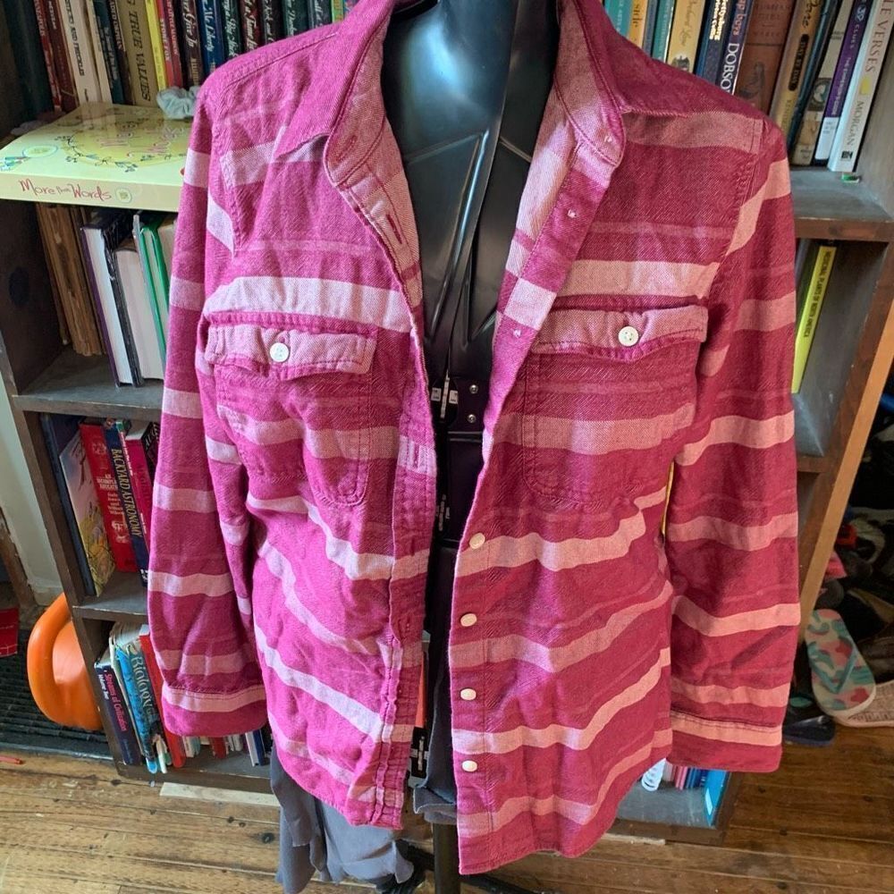 J Crew pink striped barbiecore M button down normcore shirt